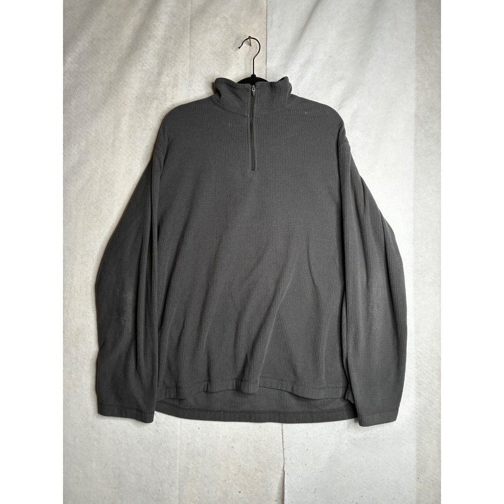 John‎ Bartlett Consensus Mens XL Gray Waffle Knit Quarter Zip Fleece Pullover